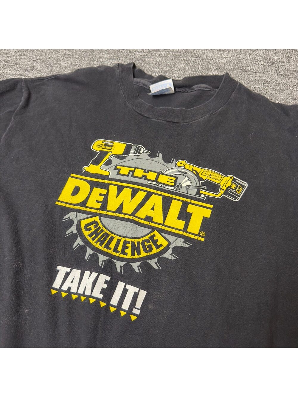 Vintage Hanes DeWalt Challenge Tee XL Black Workwear